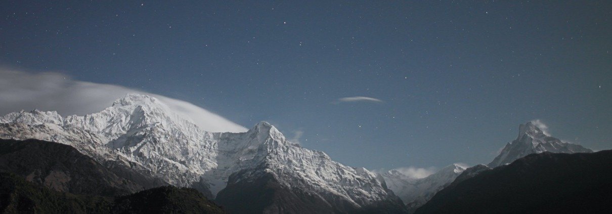 A mountain range with snow on it's top.